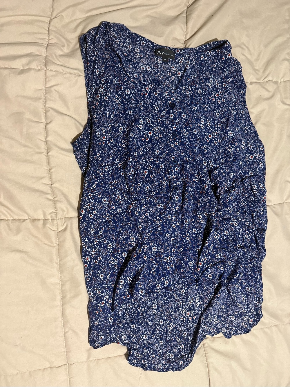 Jones New York Floral Blouse in Blue & White Size 2X